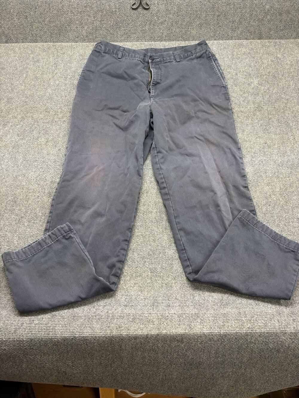 VTG L.L. Bean Flannel Lined Work Pants Men’s Size 34/36 Blue Distressed *READ*